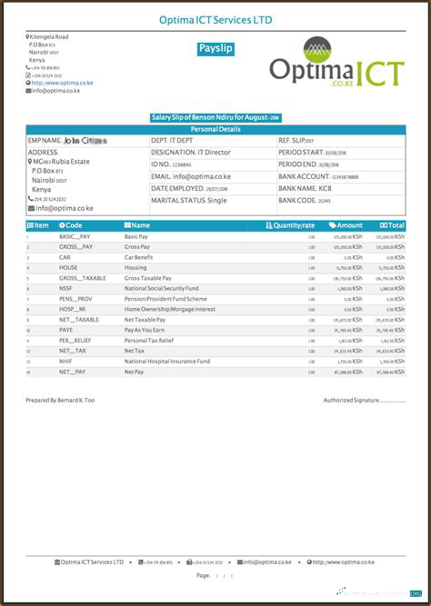 Download INDIA OPTIMA ICT Services LTD payslip in Word and PDF formats Photoshop template